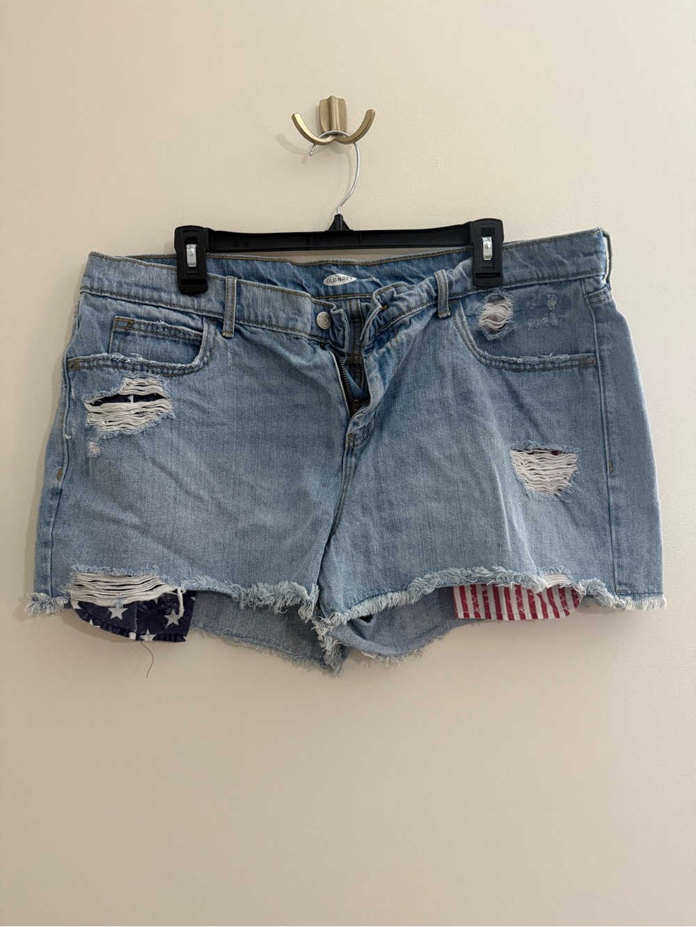 Old Navy Light Blue Distressed Denim Shorts with Flag Lining